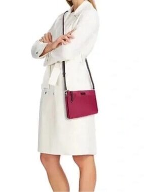 Kate Spade Dawn Triple Gusset Nylon Crossbody Bag in Dark Raspberry